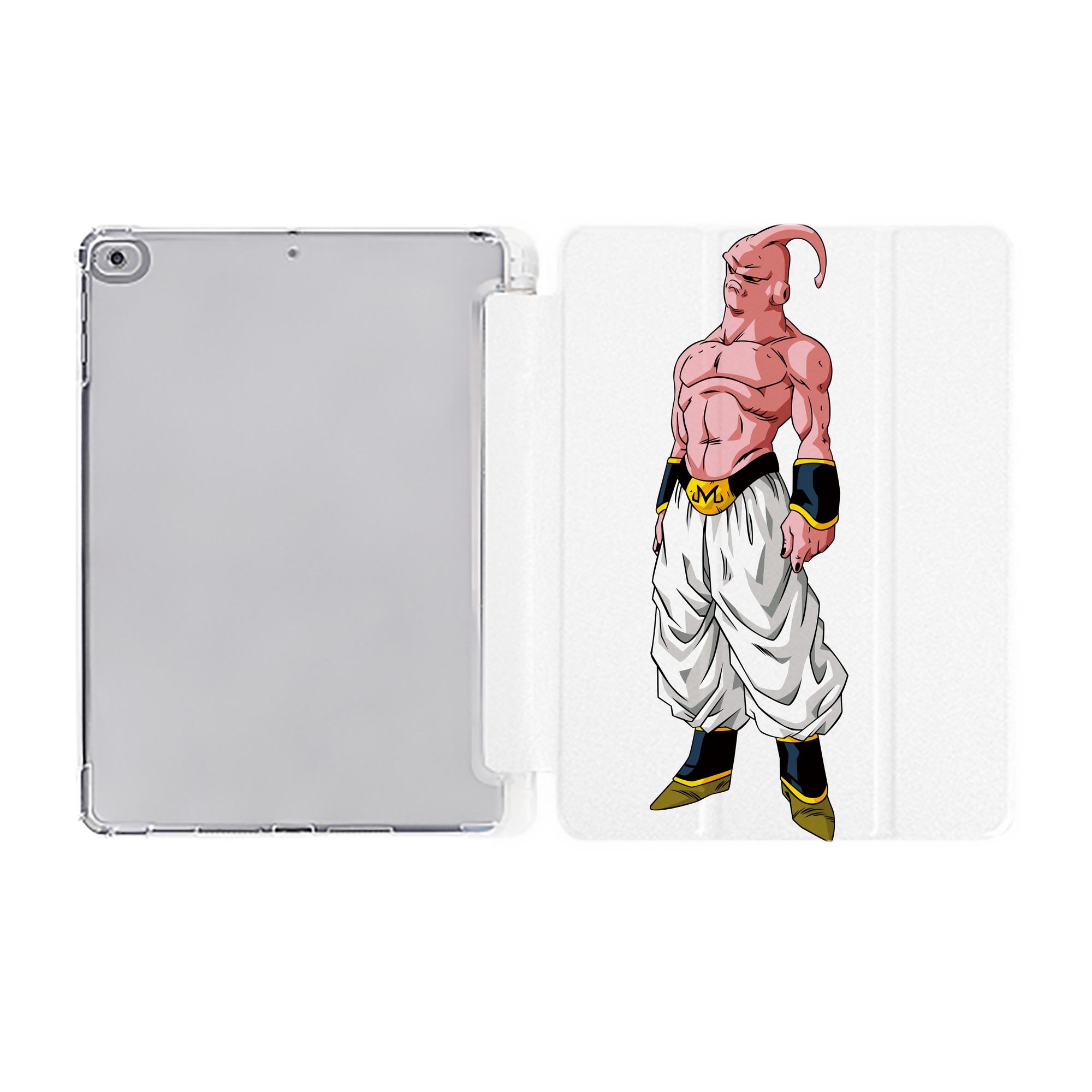 （画像用） ドラゴンボール 魔人ブウ DRAGON BALL Majin Buu IPad ケース ペン収納付き 三つ折りスタンド PUレザー×シリコン 対応機種9.5/10.5/10.9インチ